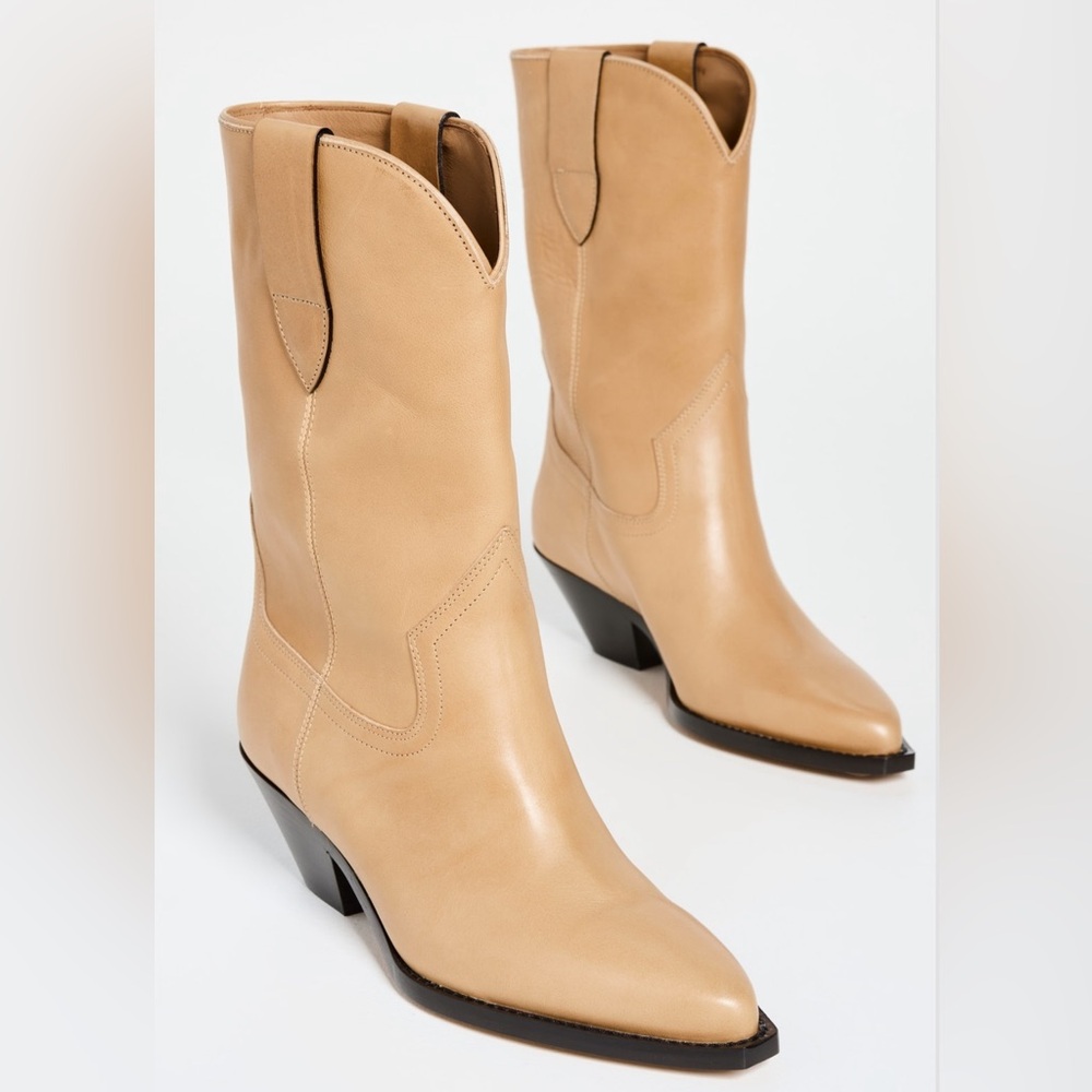 BRAND NEW Isabel Marant Dahope Leather Heeled Boots in Natural Size 37